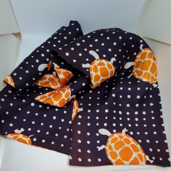 Vintage Accessories - Vintage 70s Sea Turtle polka dot scarf